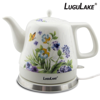 LuguLake Teapot Ceramic Electric Kettle, Cordless Water Tea, 1200ML