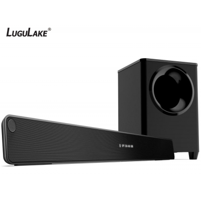 LuguLake 2.1 Channel 140watt TV Soundbar System with Wireless Subwoofer, Home Theater Sound Bar Stereo Speaker W/ Bluetooth